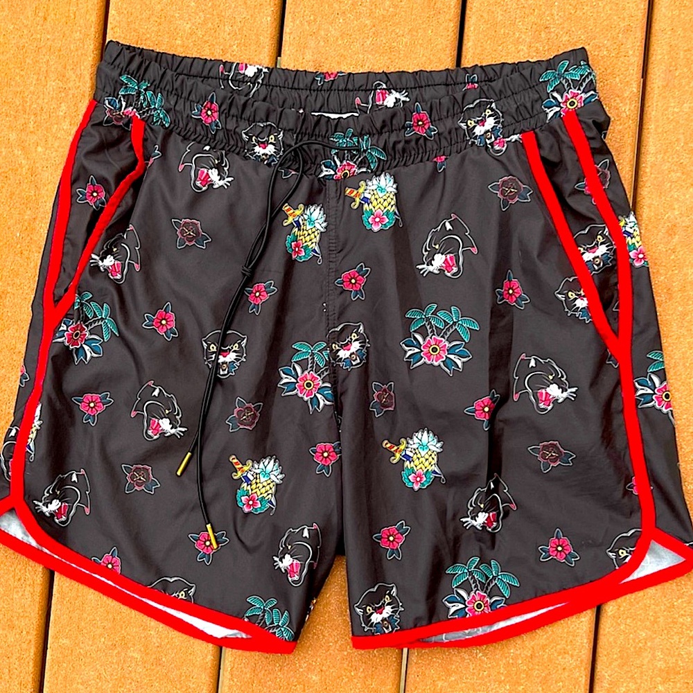 - Zara Sz S Tiger Pineapple Floral Print Board Shorts! EUC!